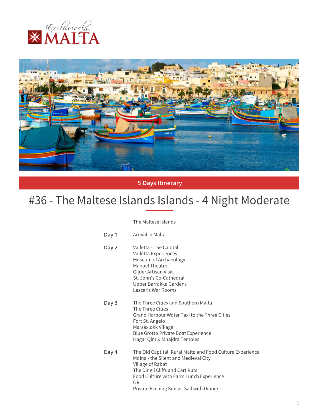 The Maltese Islands Islands - 4 Night Moderate