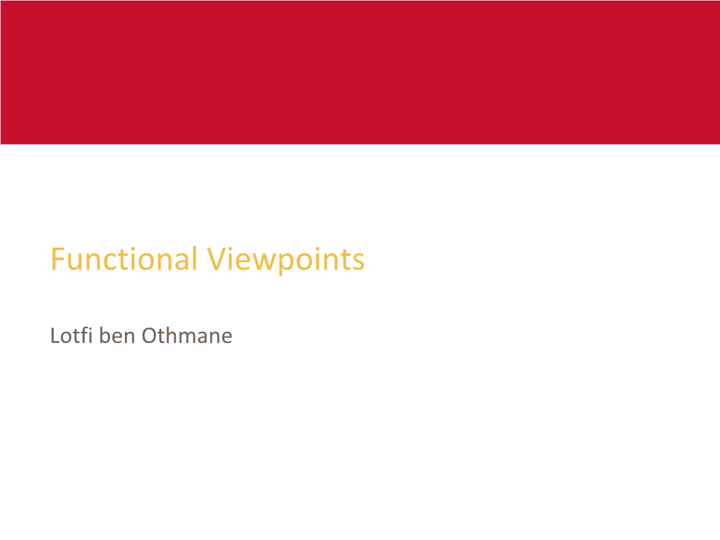 Functional Viewpoints