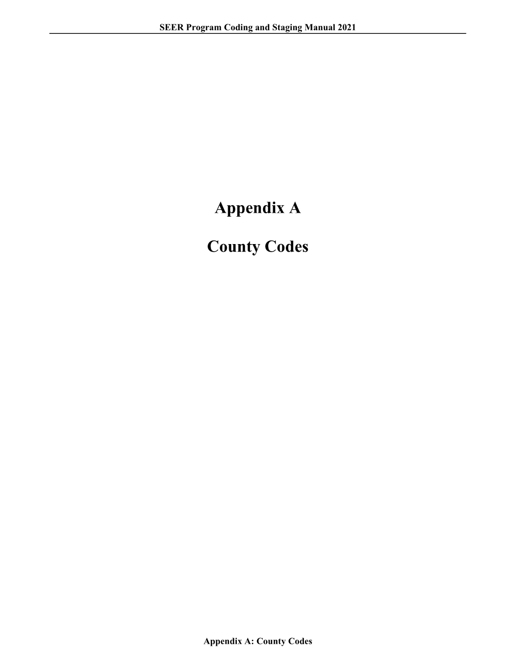 Appendix a County Codes