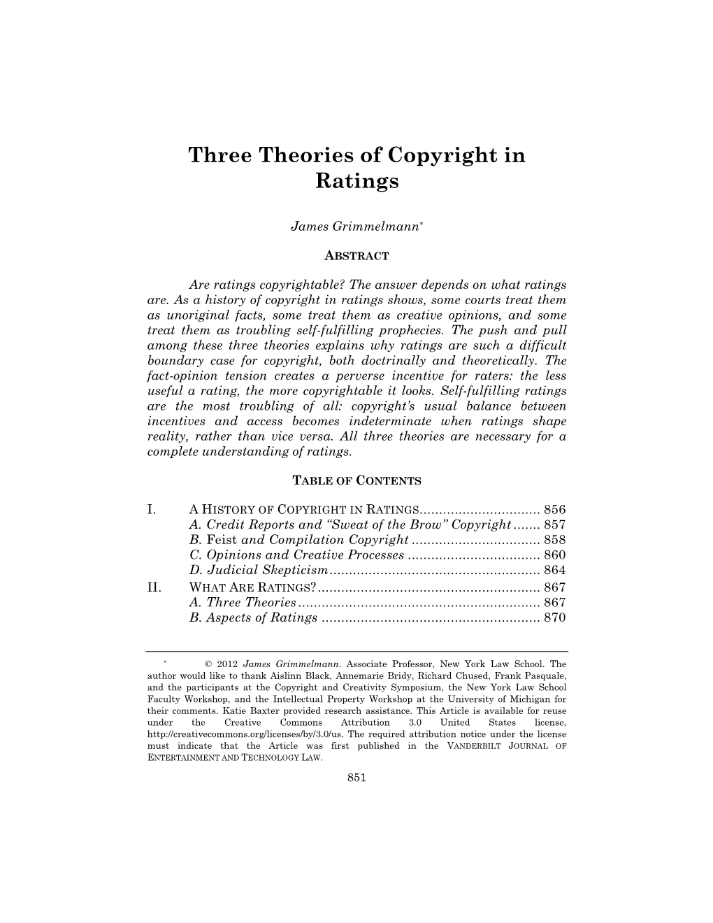 Three Theories of Copyright in Ratings