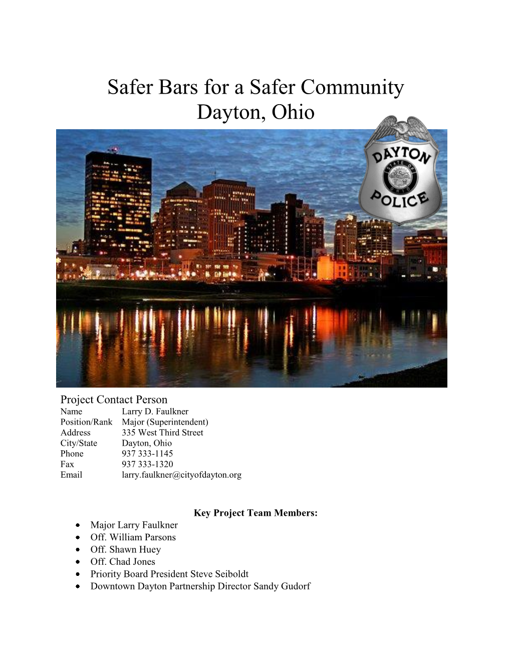 Safer Bars for a Safer Community Dayton, Ohio