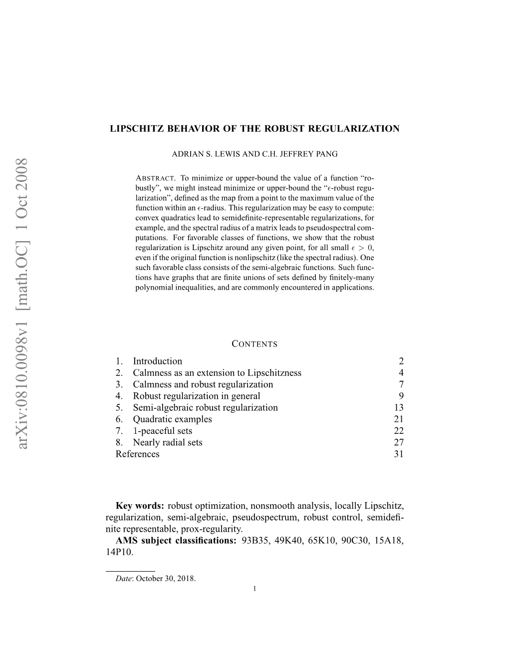 Lipschitz Behavior of the Robust Regularization