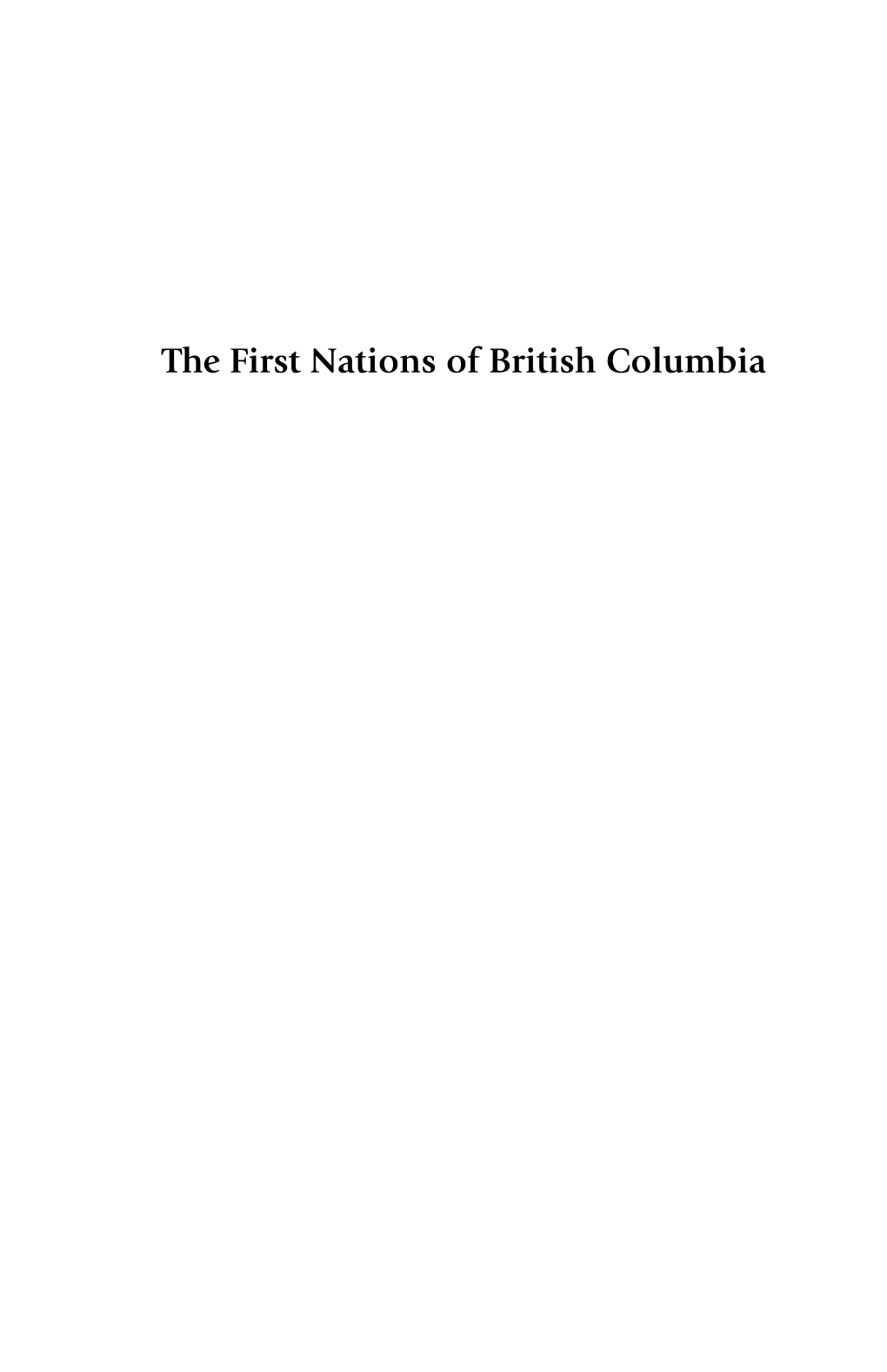 The First Nations of British Columbia