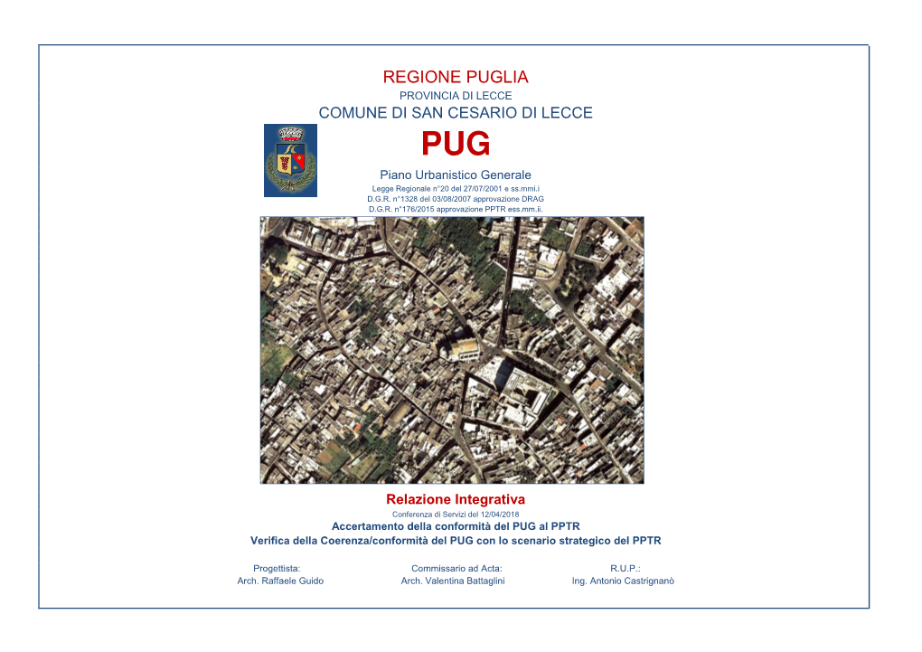 Regione Puglia Provincia Di Lecce Comune Di San Cesario Di Lecce Pug