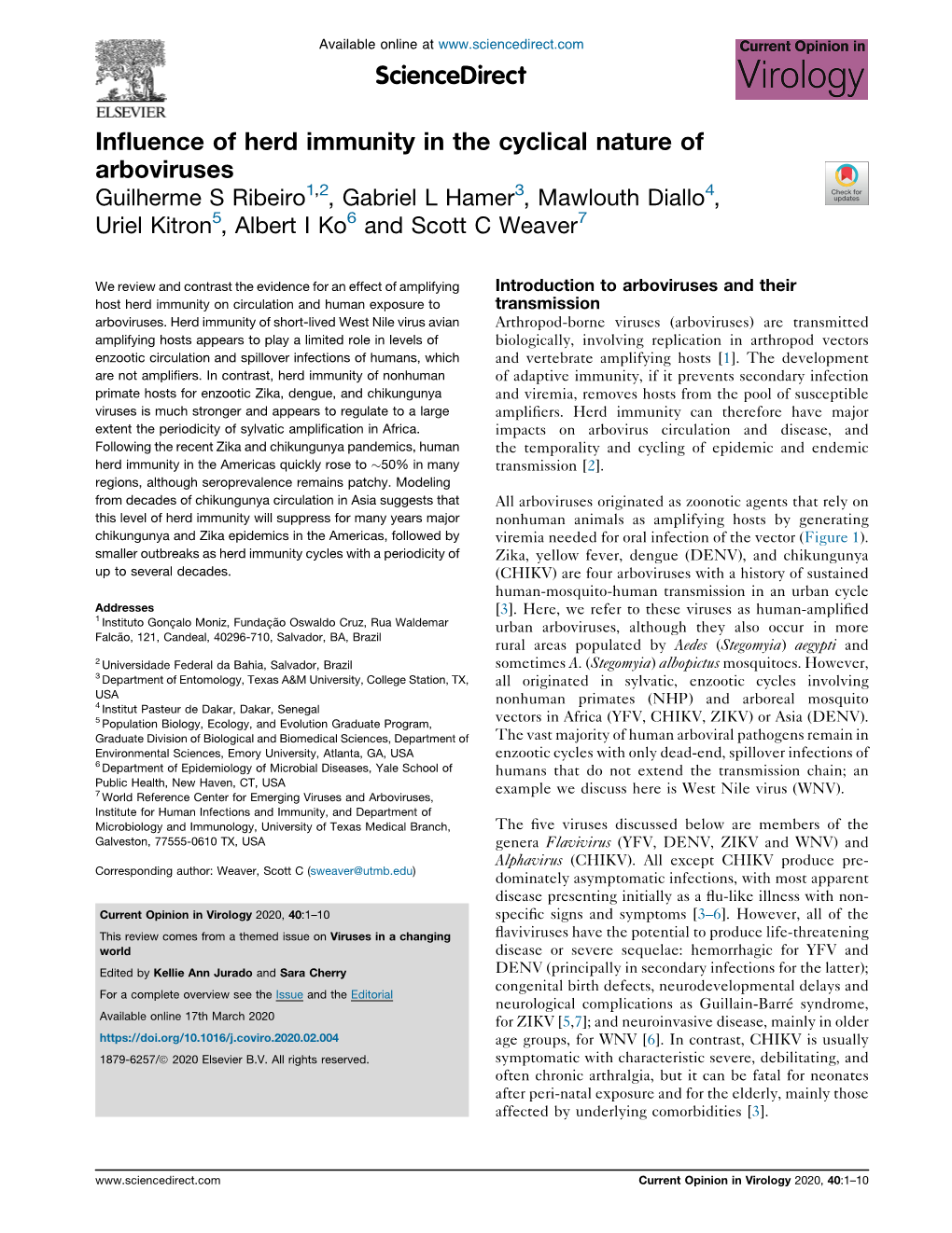 Influence of Herd Immunity in the Cyclical Nature of Arboviruses