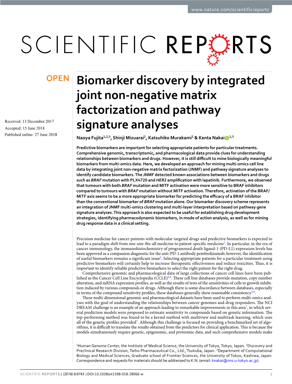 Biomarker Discovery by Integrated Joint Non-Negative Matrix Factorization and Pathway Signature Analyses