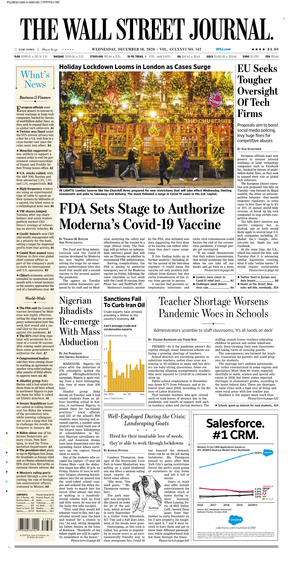 FDA Sets Stage to Authorize Moderna's Covid-19 Vaccine