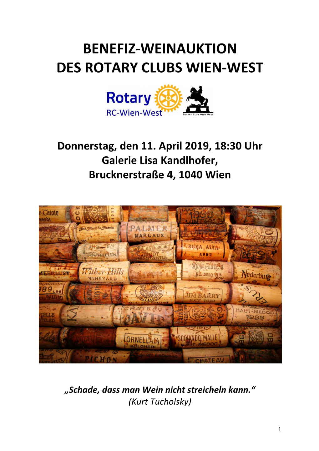 Benefiz-Weinauktion Des Rotary Clubs Wien-West