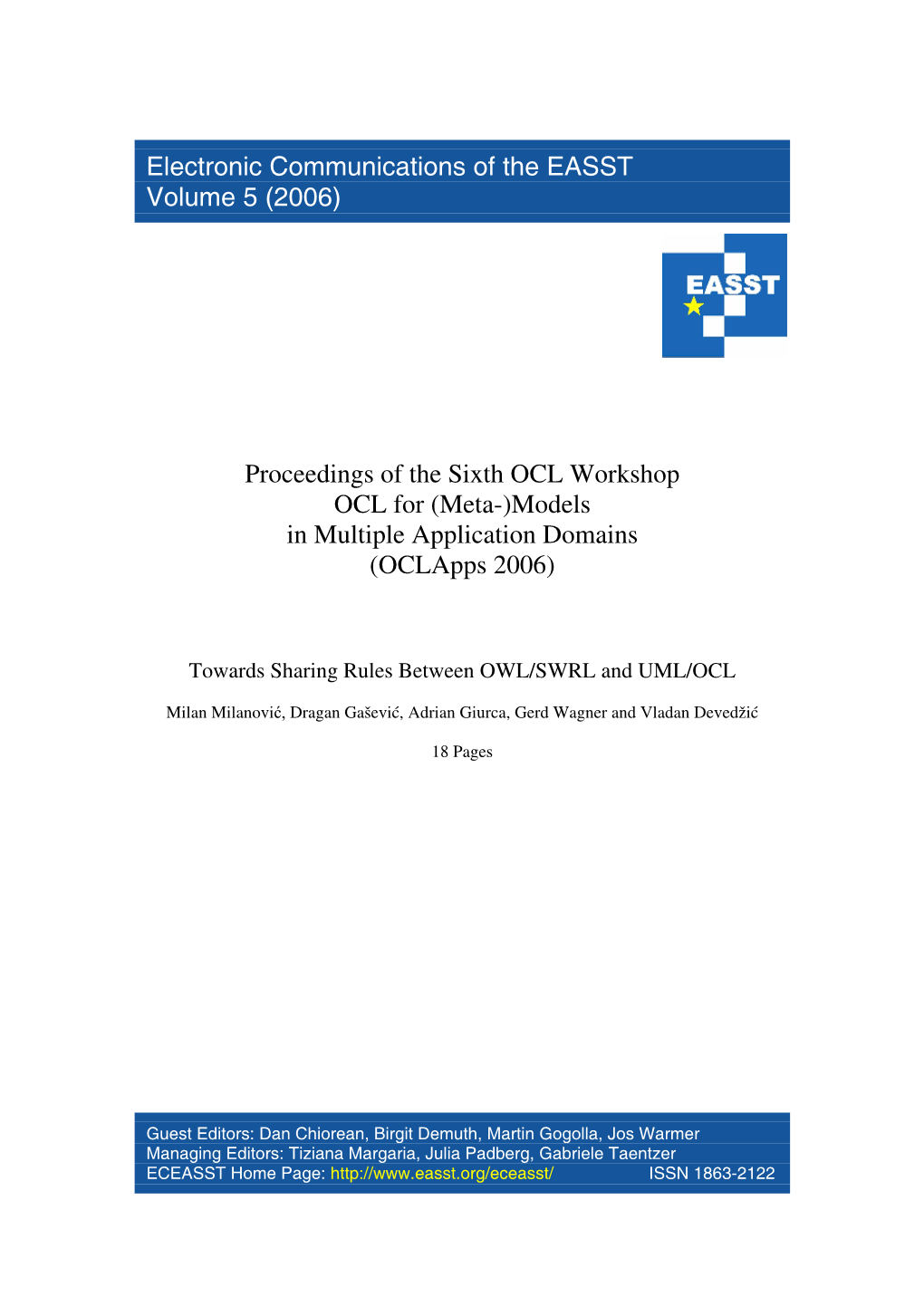 Meta-)Models in Multiple Application Domains (Oclapps 2006)