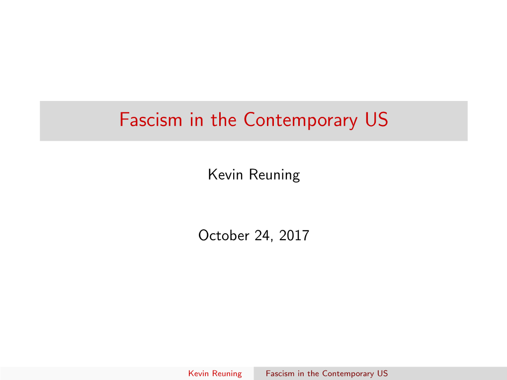 Fascism in the Contemporary US