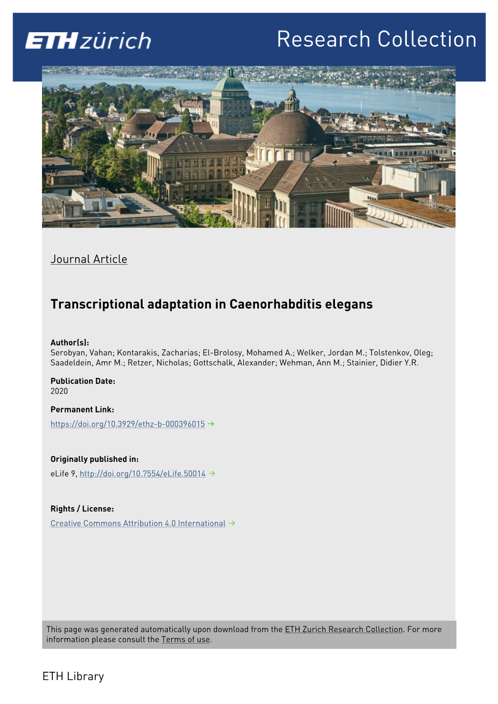 Transcriptional Adaptation in Caenorhabditis Elegans