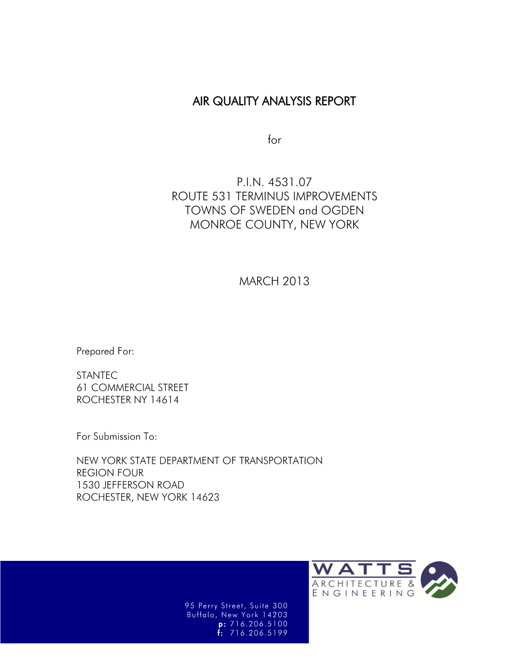 AIR QUALITY ANALYSIS REPORT for P.I.N. 4531.07 ROUTE 531