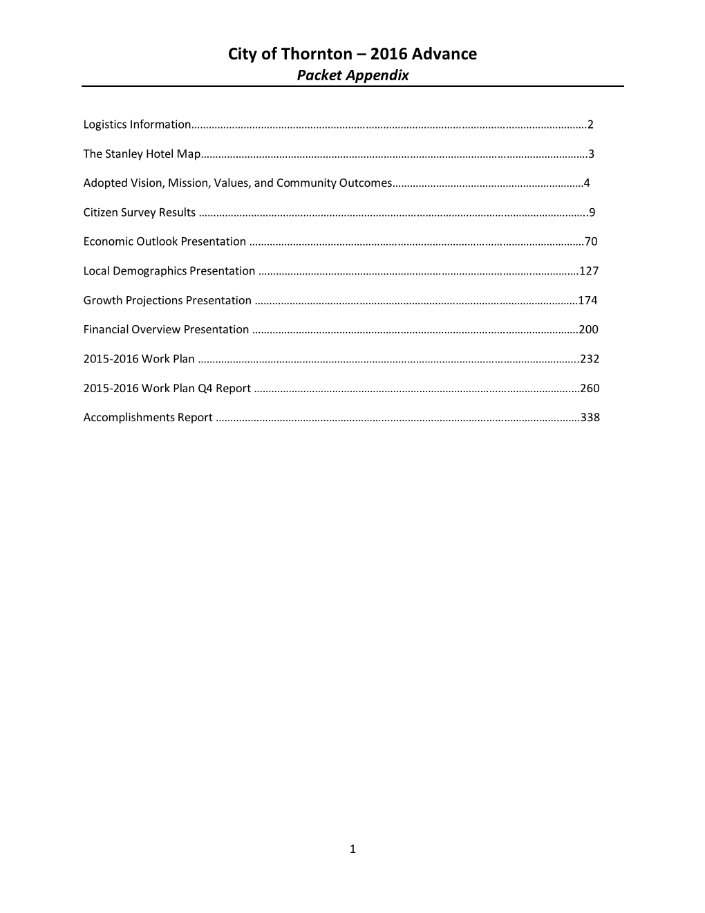 2016 Advance Packet Appendix