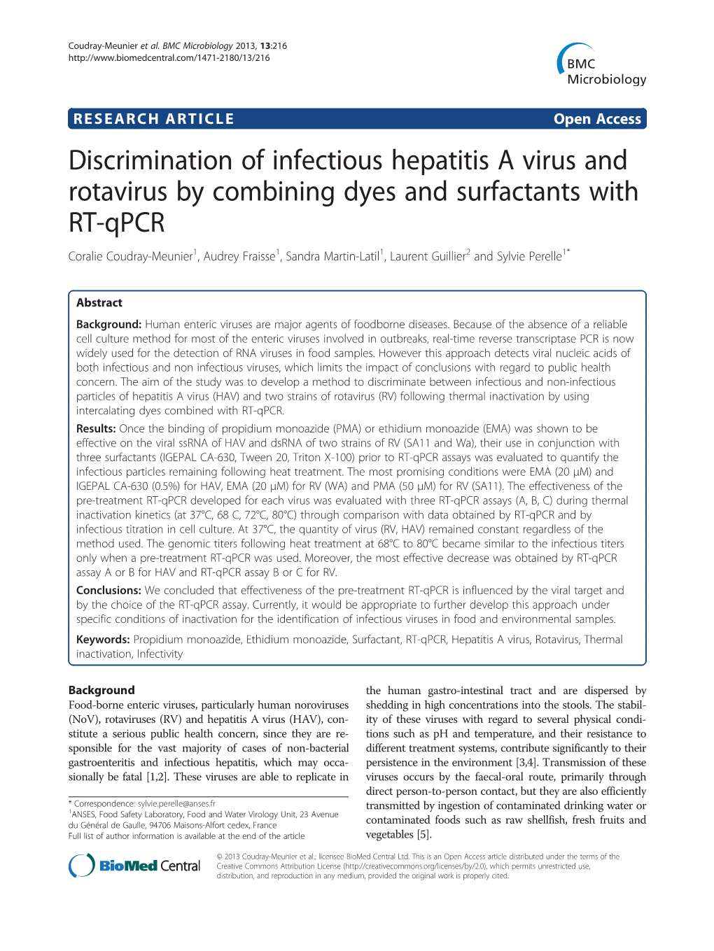 Discrimination of Infectious Hepatitis a Virus and Rotavirus by Combining