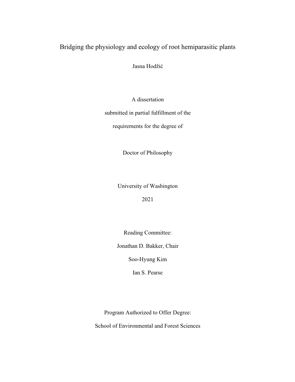 Bridging the Physiology and Ecology of Root Hemiparasitic Plants