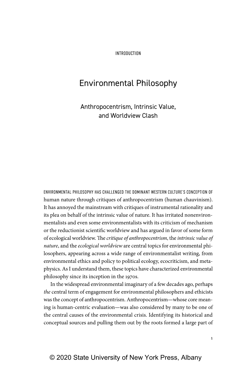 Environmental Philosophy