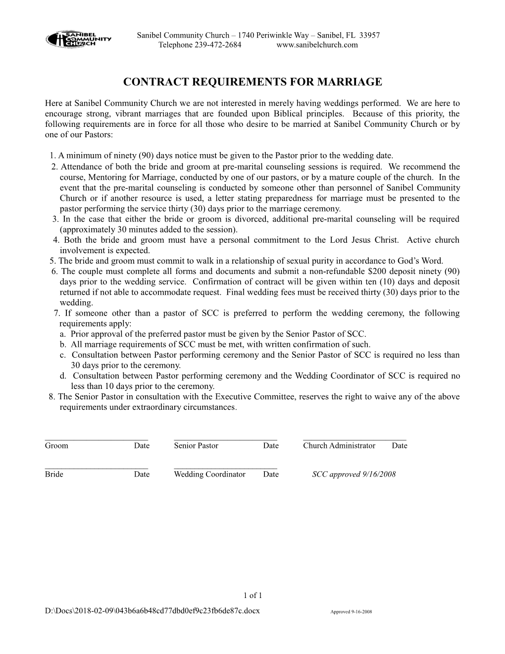 Contract Requirements for Marriage