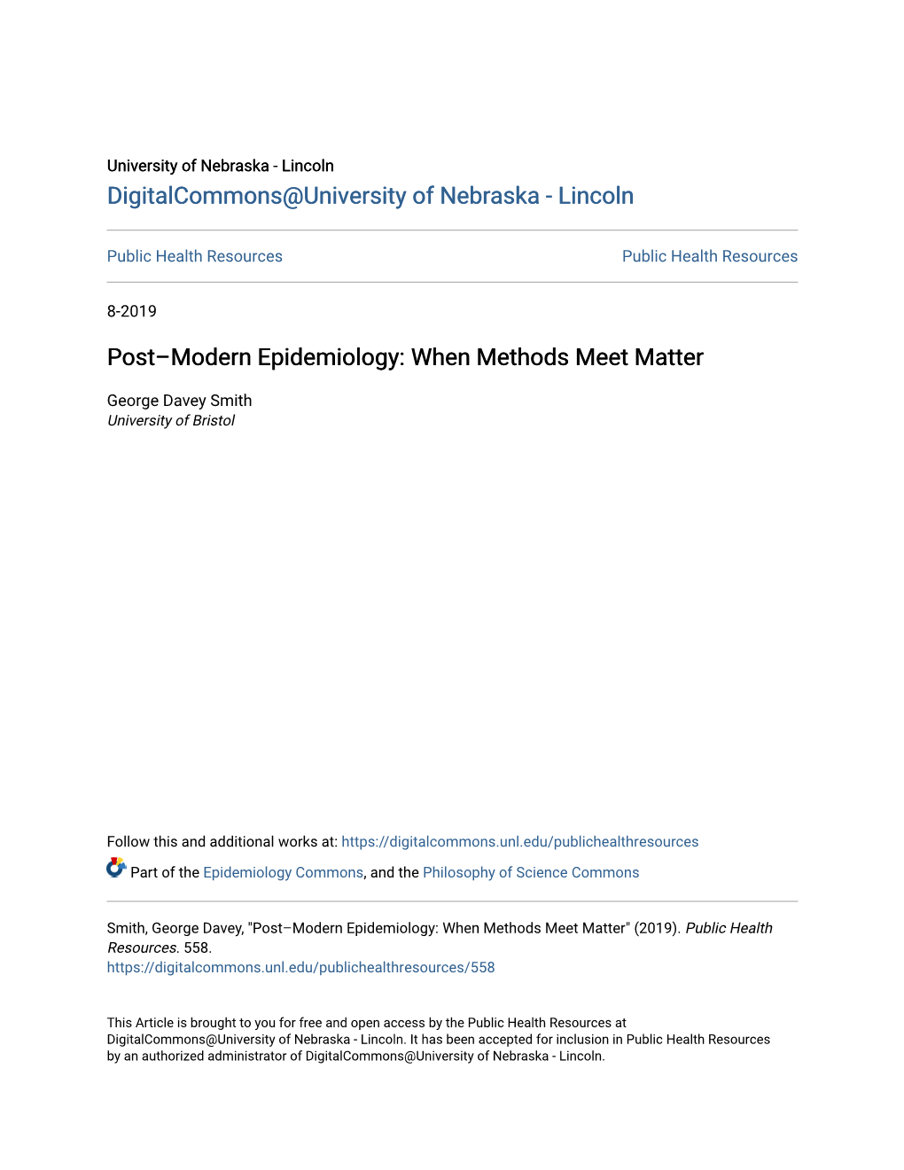 Post–Modern Epidemiology: When Methods Meet Matter