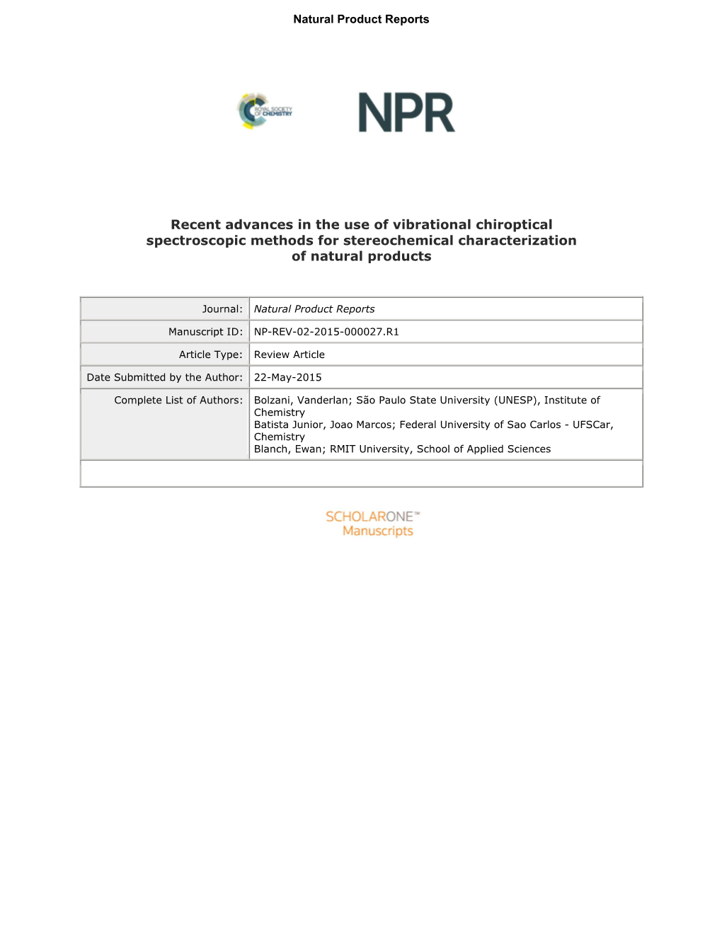 Recent Advances in the Use of Vibrational Chiroptical Spectroscopic Methods for Stereochemical Characterization of Natural Products