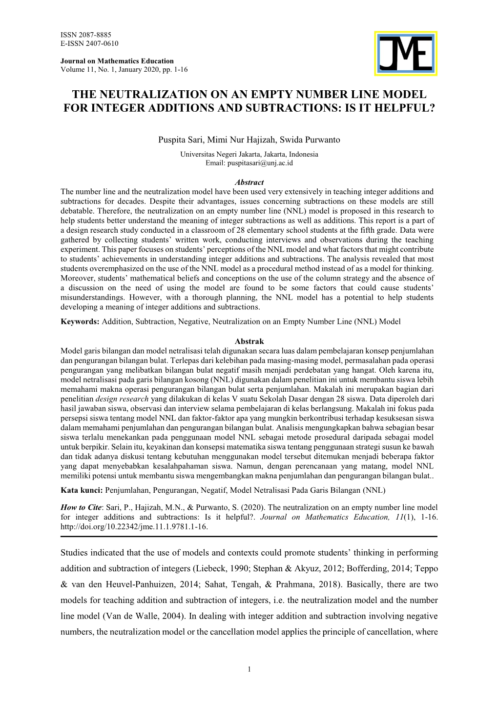 The Neutralization on an Empty Number Line Model for Integer Additions and Subtractions: Is It Helpful?