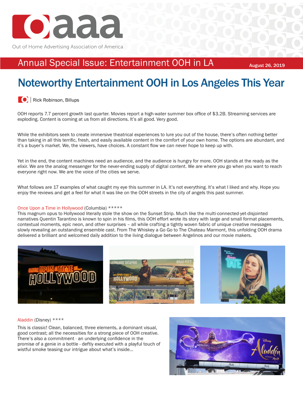 Noteworthy Entertainment OOH in Los Angeles This Year