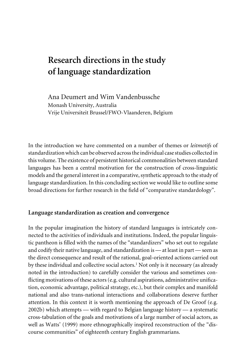 Research Directions in the Study of Language Standardization
