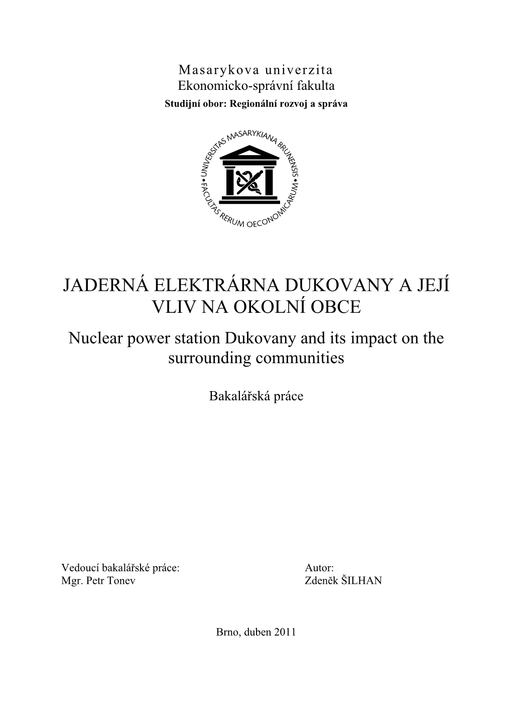 2. Podpora Okolí Jaderné Elektrárny Dukovany – Obecné Vymezení a Nadace ČEZ