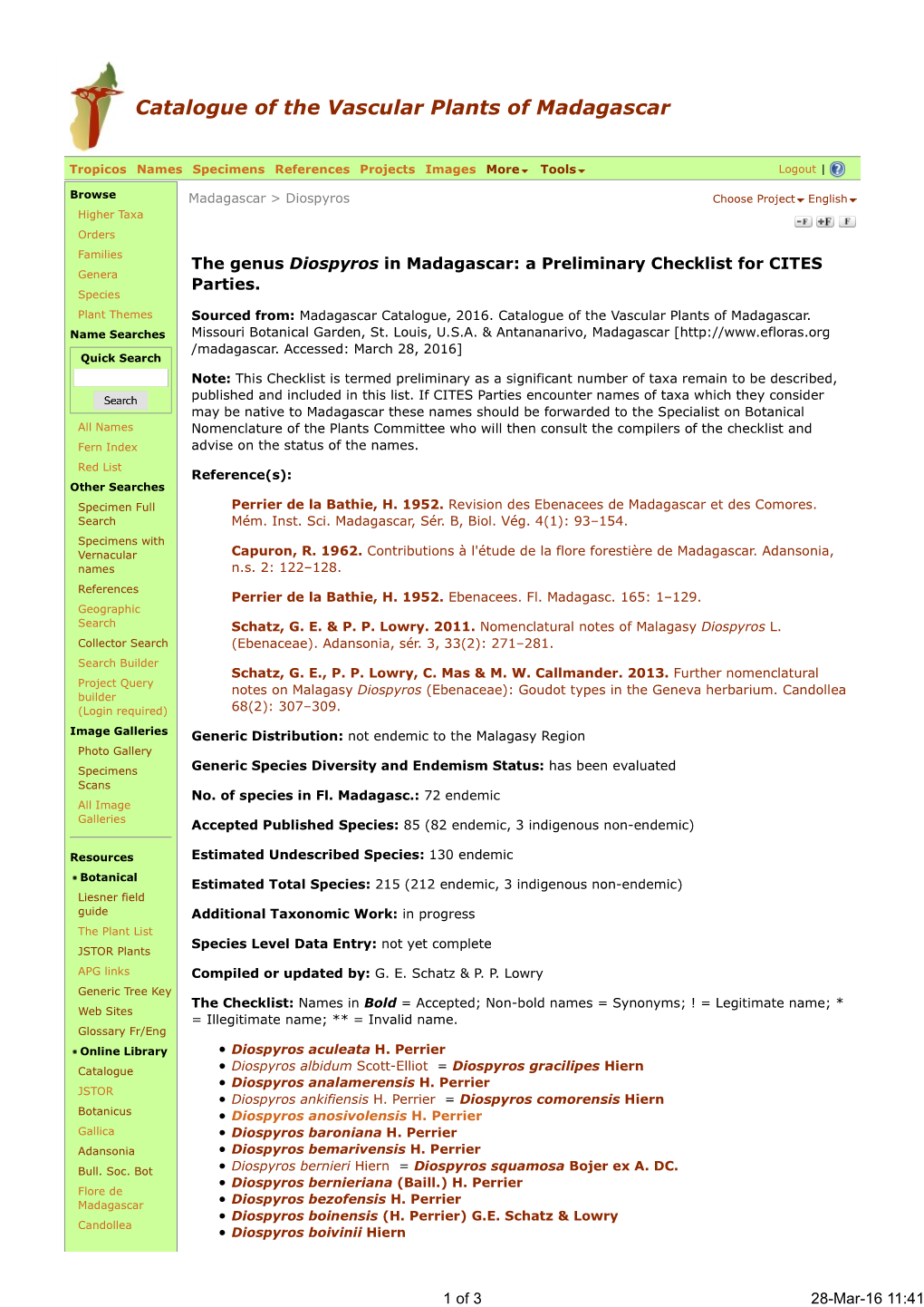 Catalogue of the Vascular Plants of Madagascar