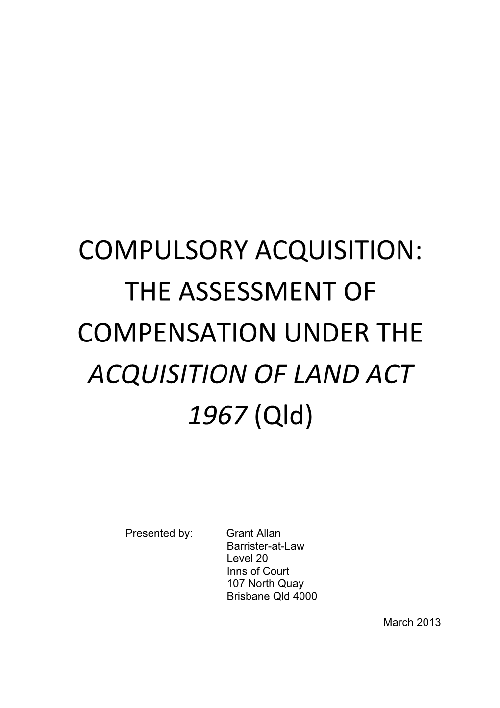 Compulsory Acquisition Paper