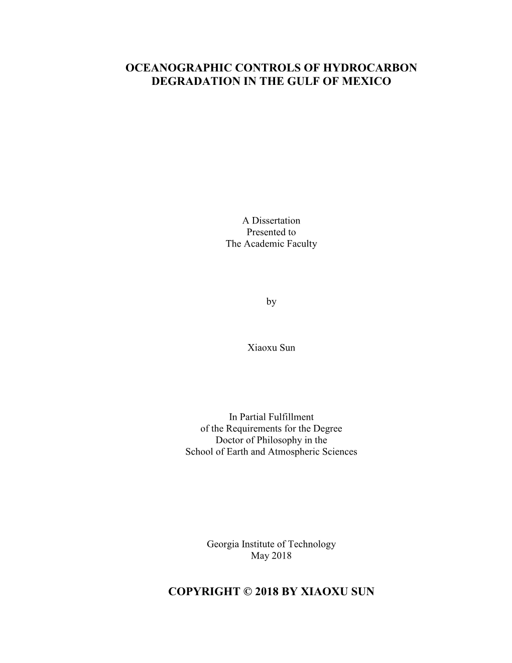 Oceanographic Controls of Hydrocarbon Degradation in the Gulf of Mexico