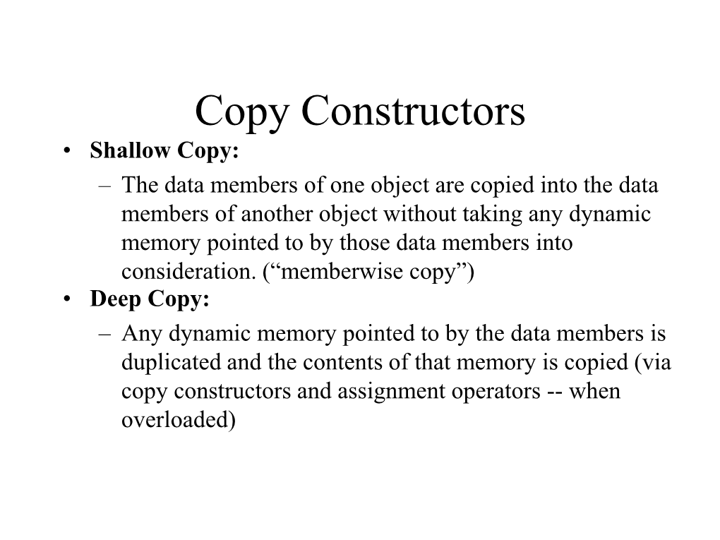 Copy Constructors