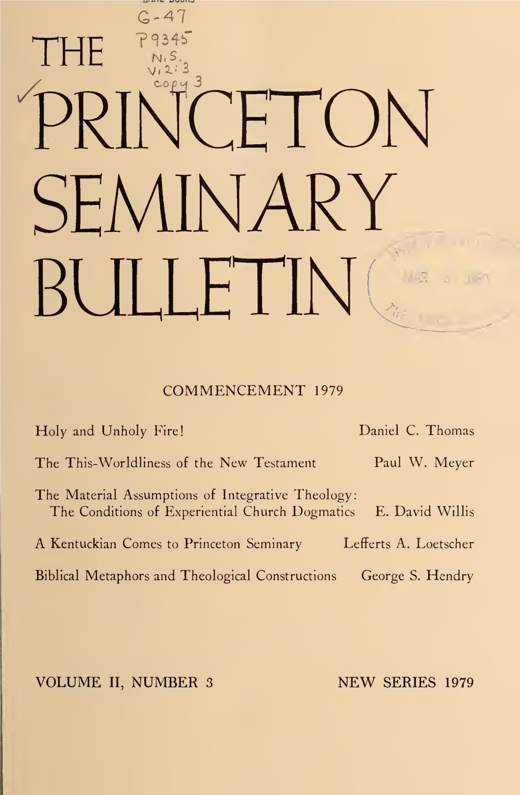 The Princeton Seminary Bulletin