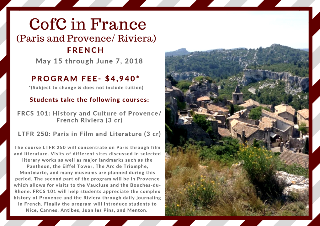 Cofc in France (Paris and Provence)