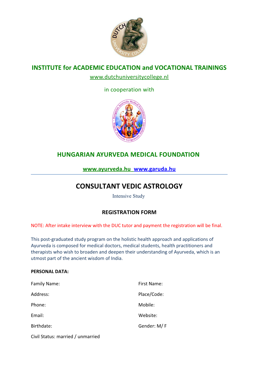 INSTITUTE for ACADEMIC EDUCATION and VOCATIONAL TRAININGS