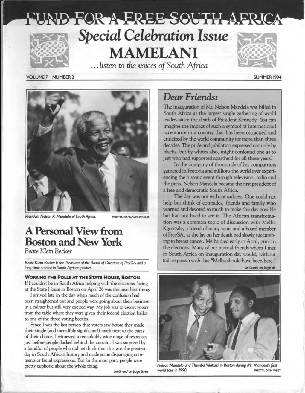 Special Celebration Issue MAMELANI