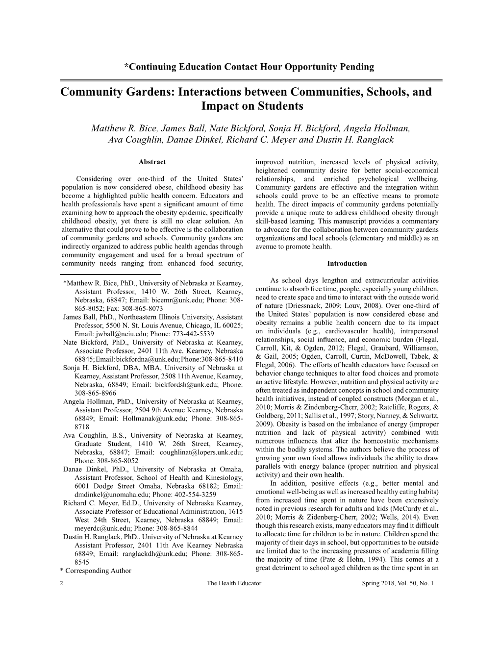 Community Gardens: Interactions Between Communities, Schools, and Impact on Students