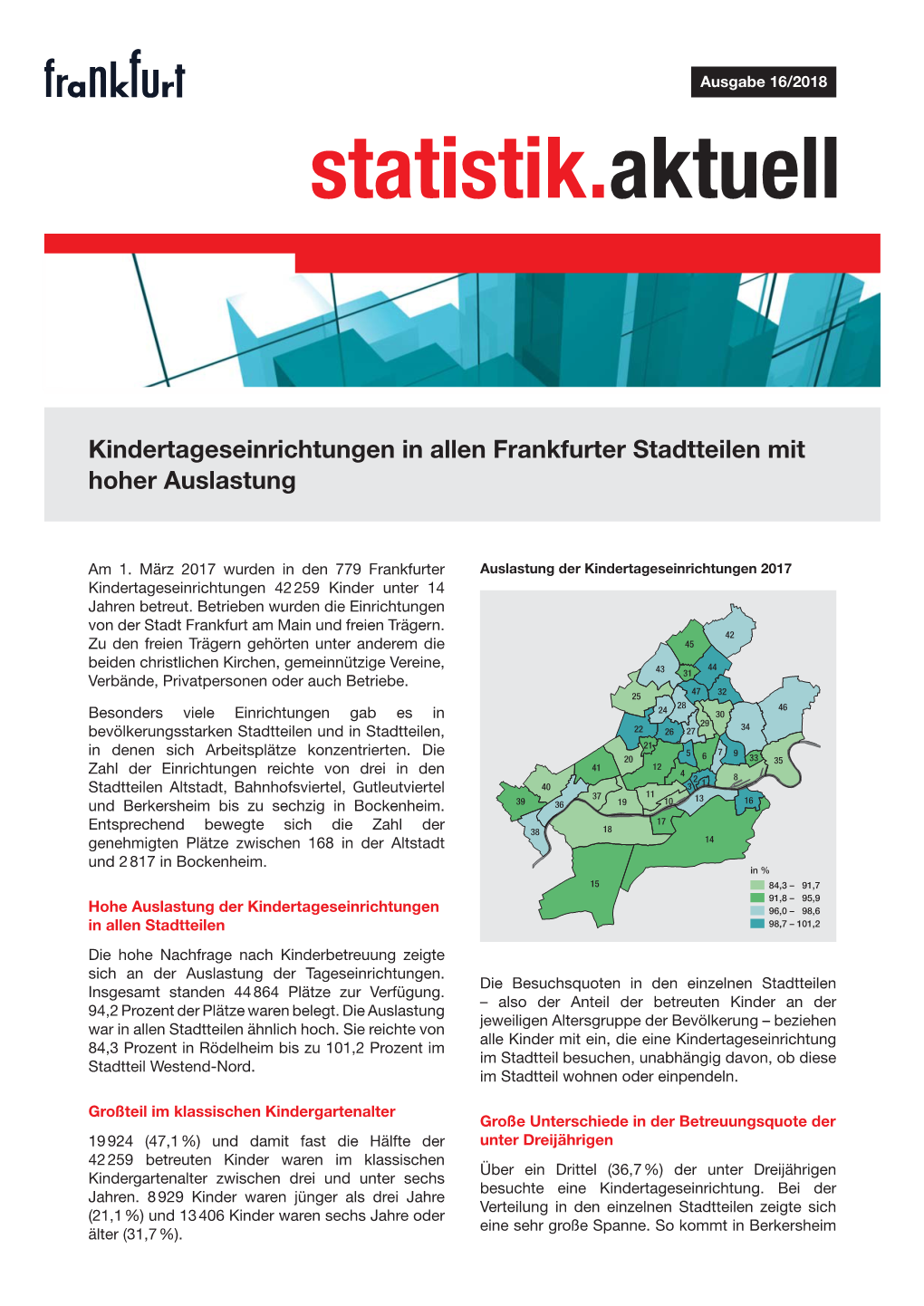 Kindertageseinrichtungen in Allen Frankfurter Stadtteilen Mit Hoher Auslastung