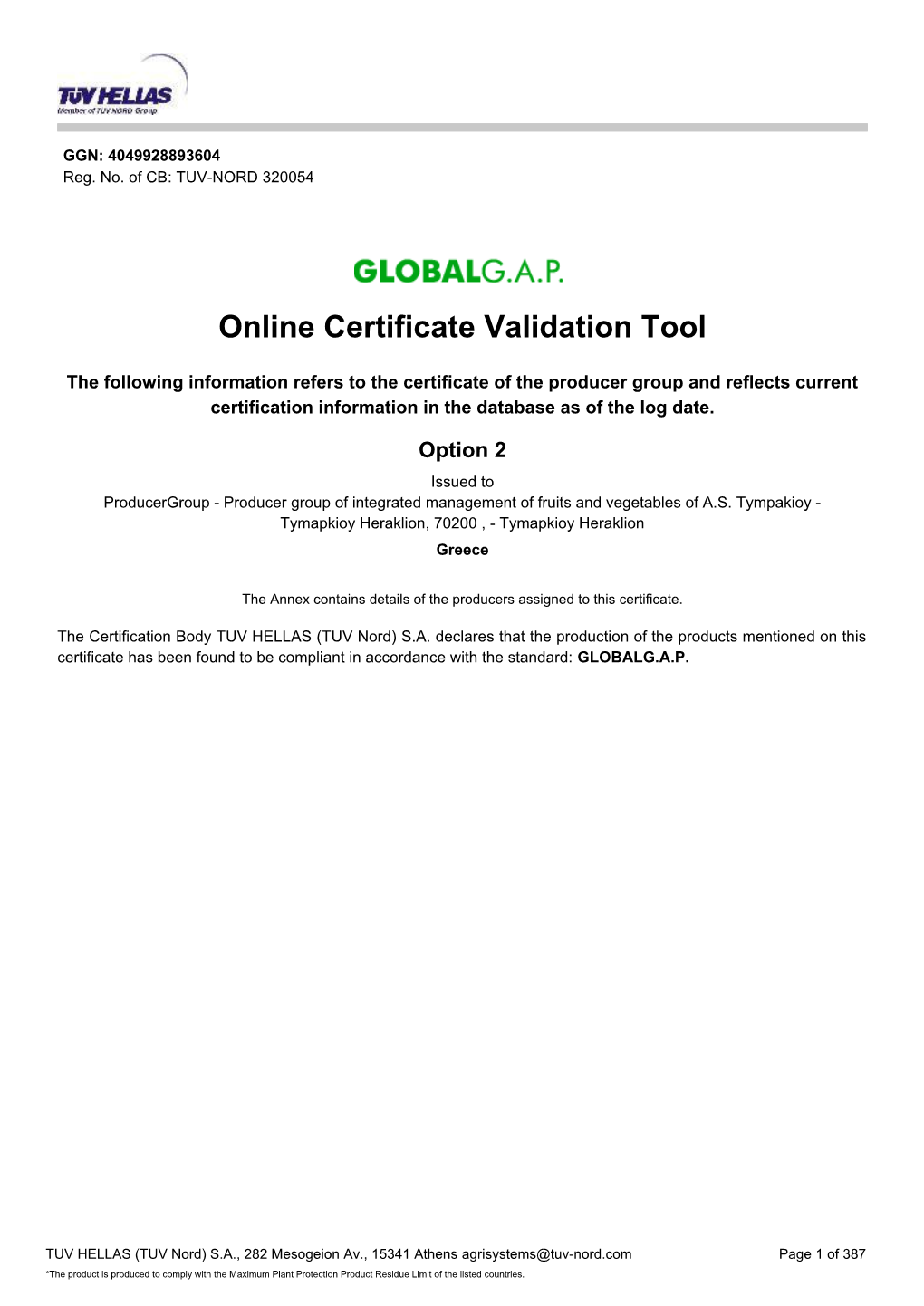 Online Certificate Validation Tool