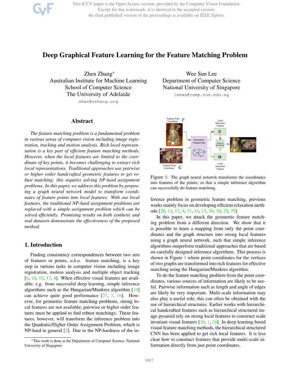 Deep Graphical Feature Learning for the Feature Matching Problem