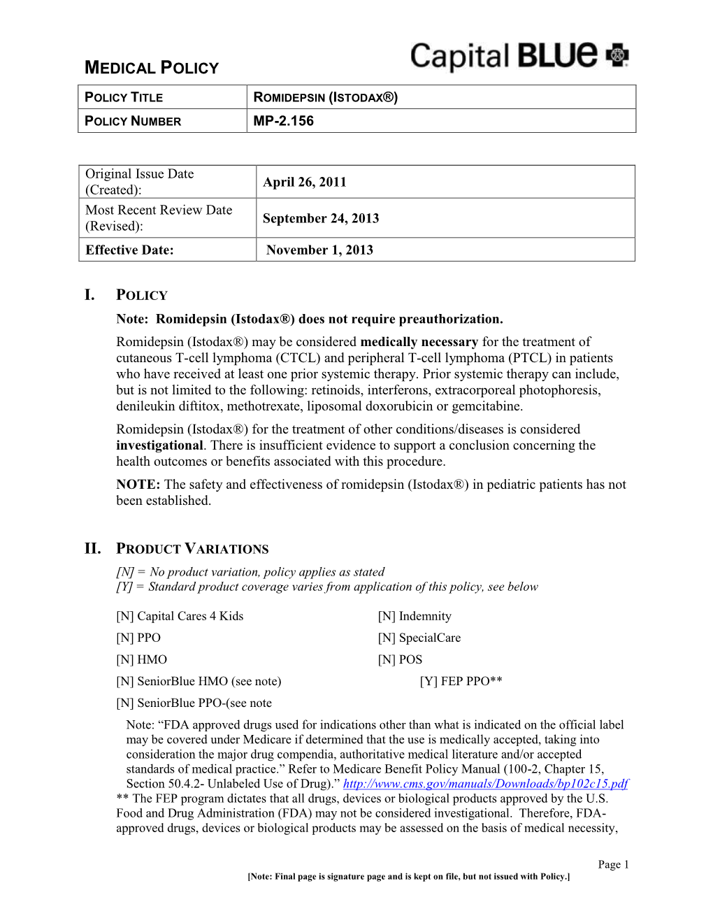 Romidepsin (Istodax) MP-2.156