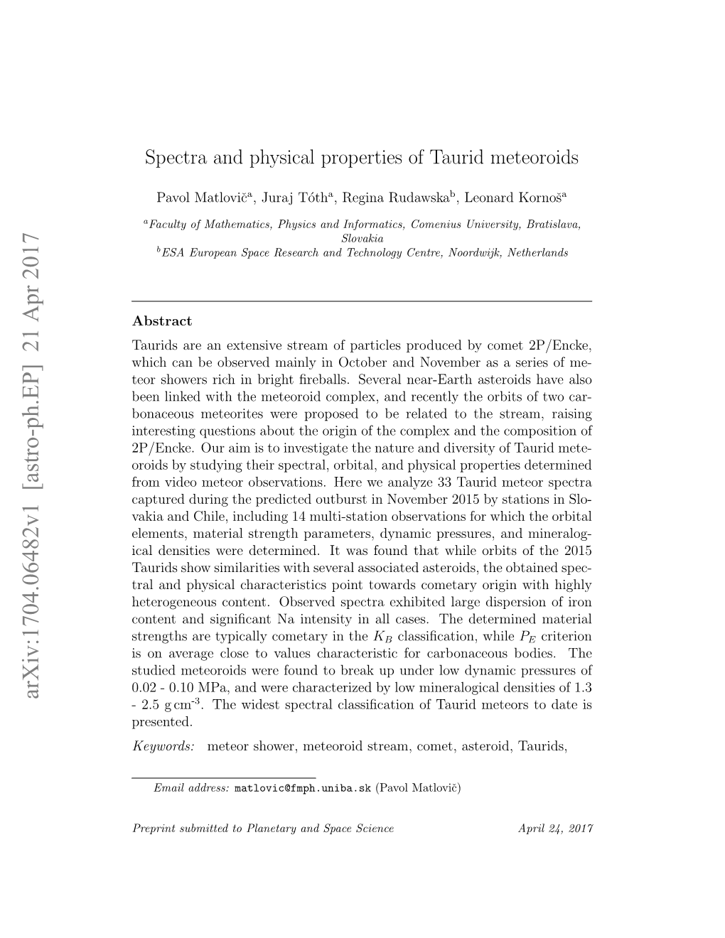 Spectra and Physical Properties of Taurid Meteoroids