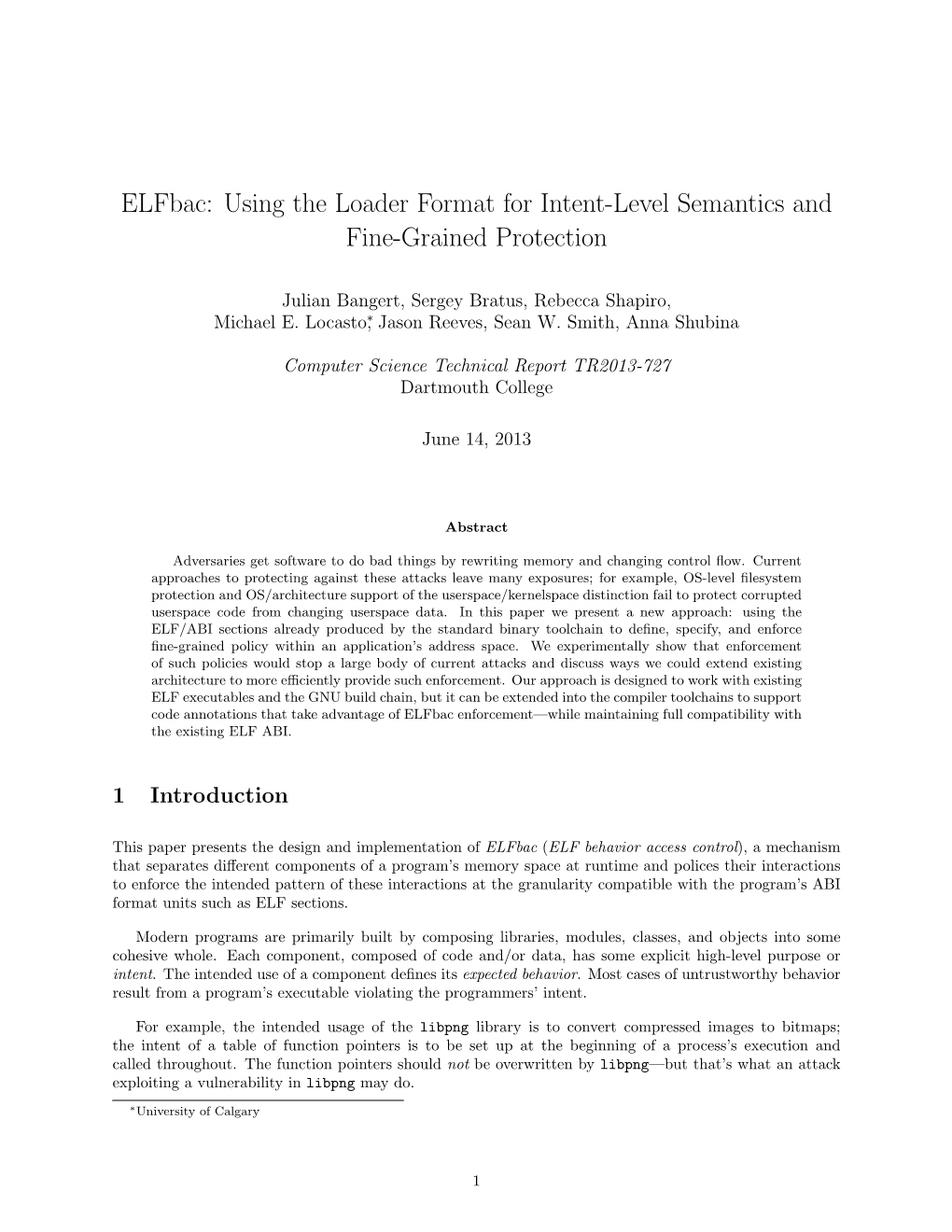 Elfbac: Using the Loader Format for Intent-Level Semantics and Fine-Grained Protection