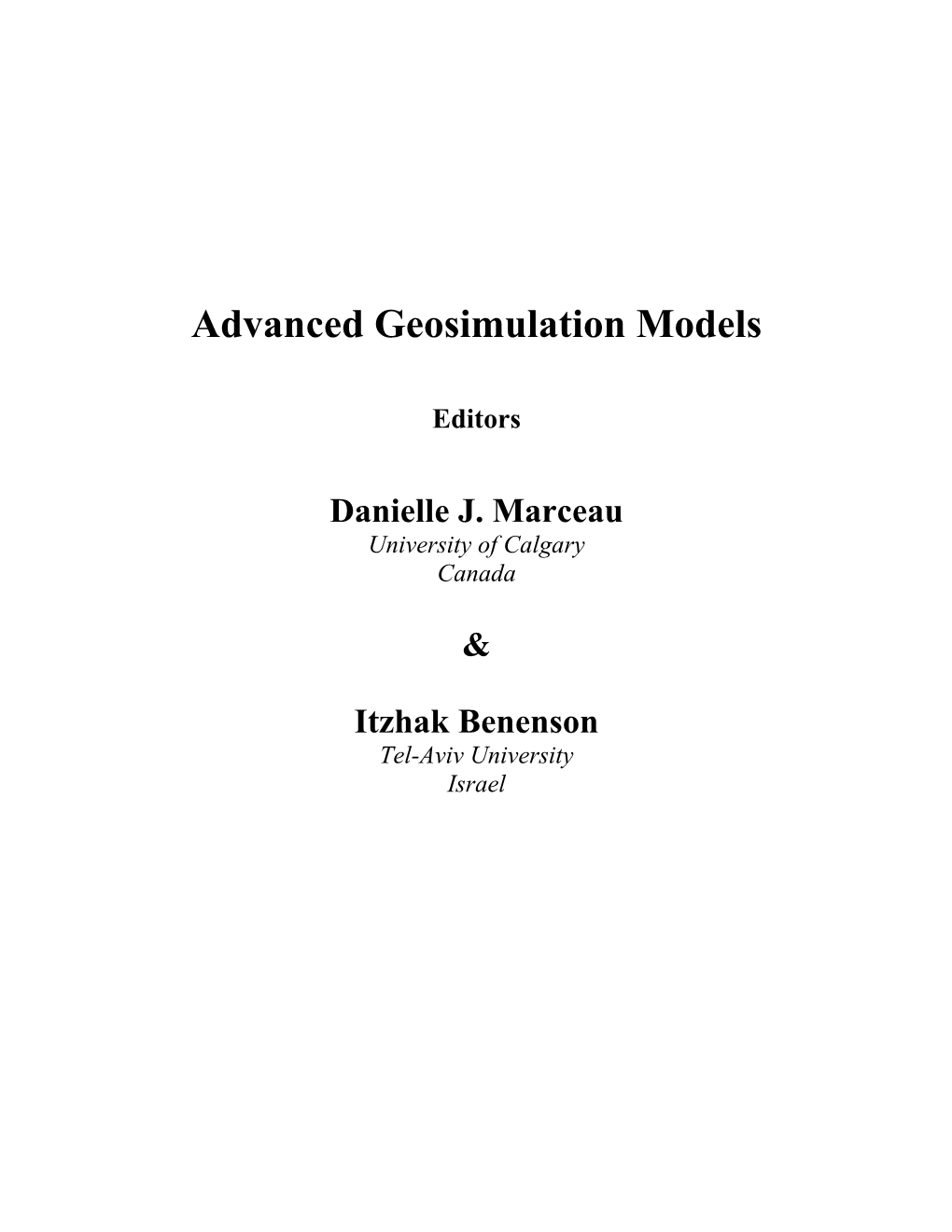 Advanced Geosimulation Models