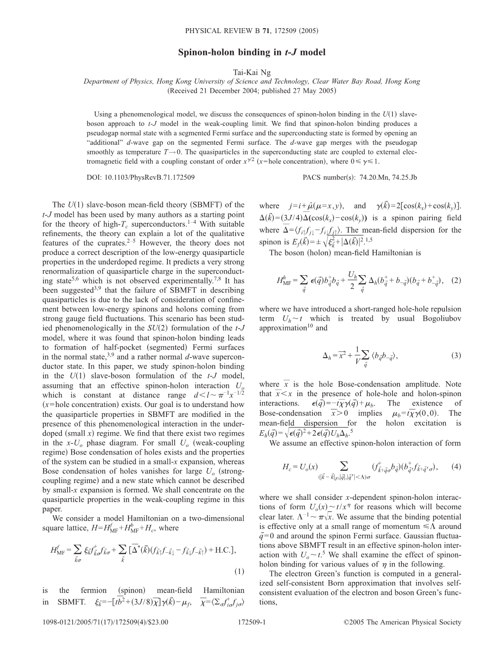 Spinon-Holon Binding in T-J Model