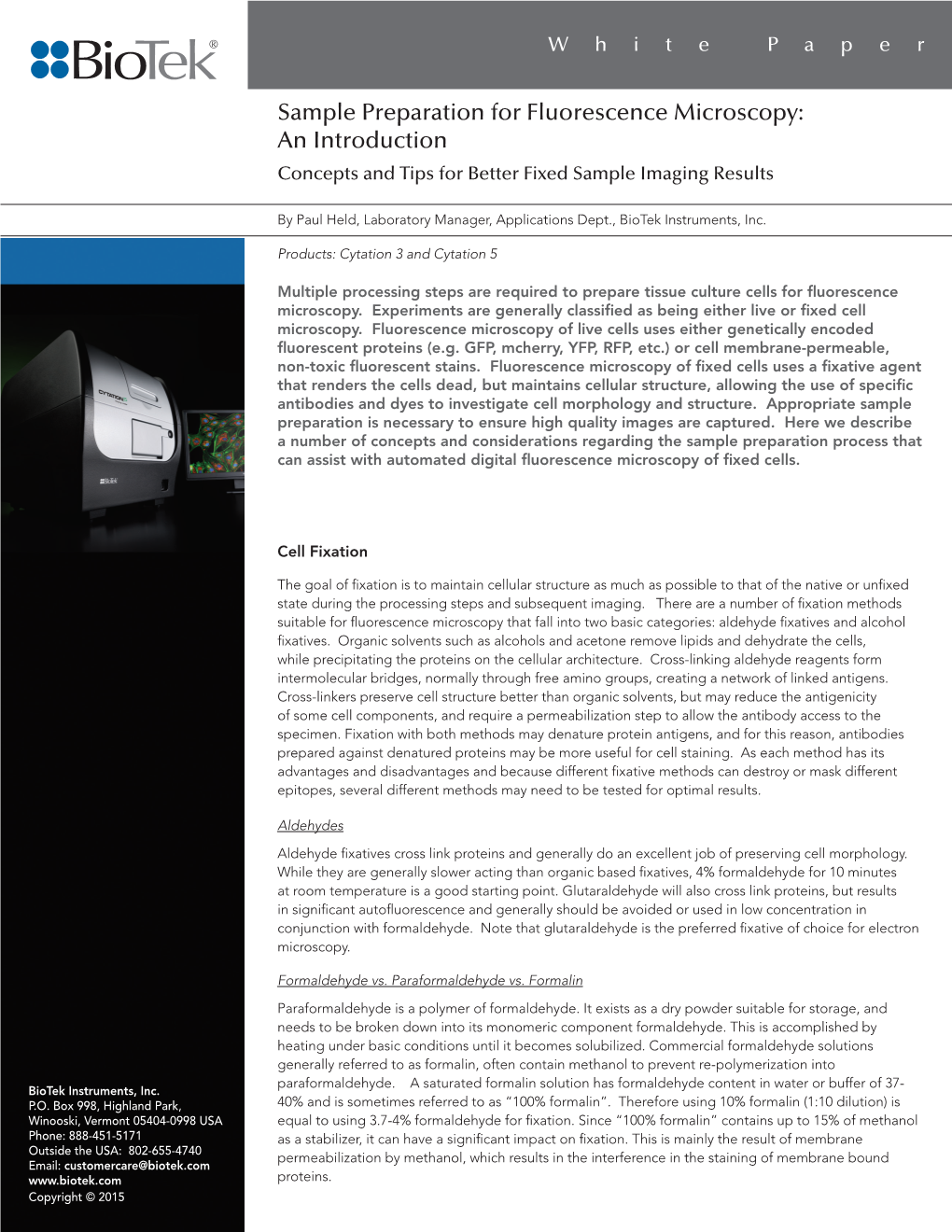 Sample Preparation for Fluorescence Microscopy: an Introduction Concepts and Tips for Better Fixed Sample Imaging Results