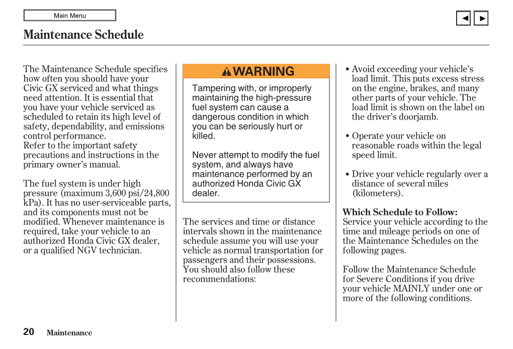 Maintenance Schedule