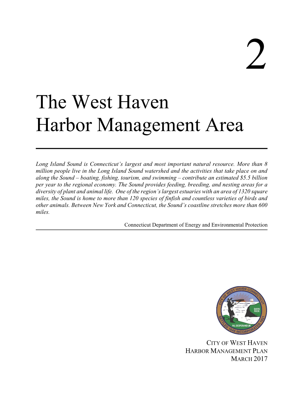 The West Haven Harbor Management Area