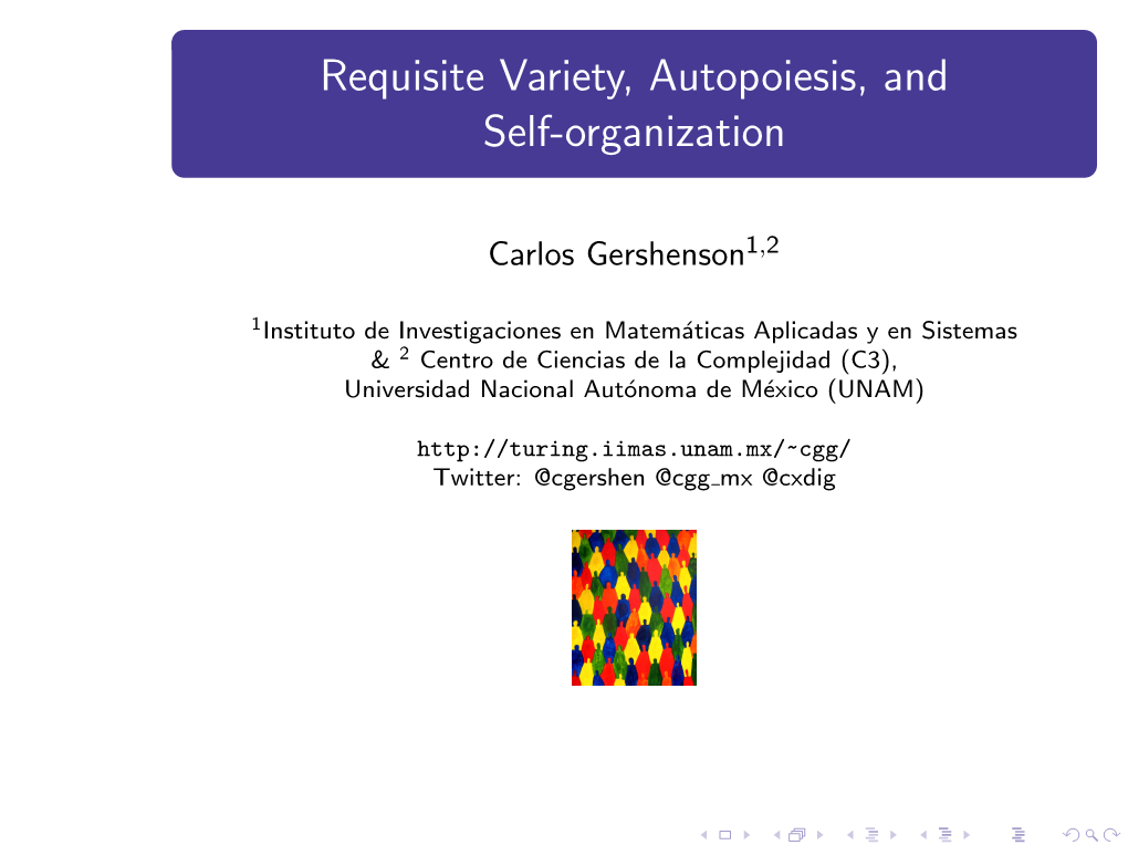 Requisite Variety, Autopoiesis, and Self-Organization
