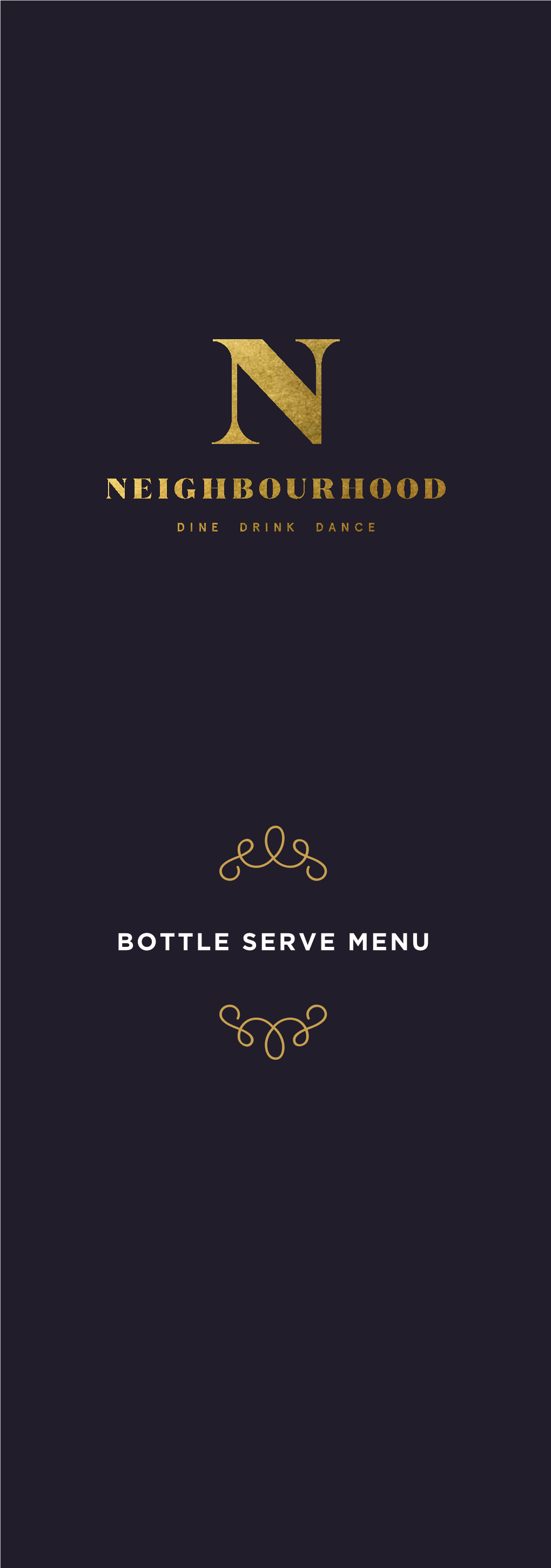 Bottle Serve Menu