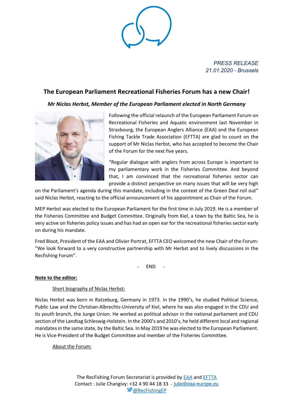 The European Parliament Recreational Fisheries Forum Has a New Chair!